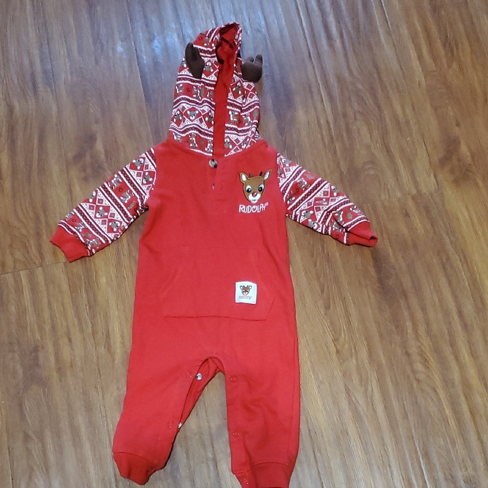 Disney Red and Brown Hooded Footie One Piece